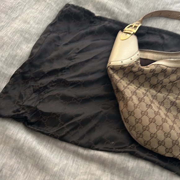 Gucci Beige/Off White GG Canvas and Leather Glam Hobo - Picture 9 of 10